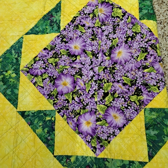 American Eagle Outfitters Patchwork Denim Jacket with Purple and Yellow Accents - Picture 5 of 8